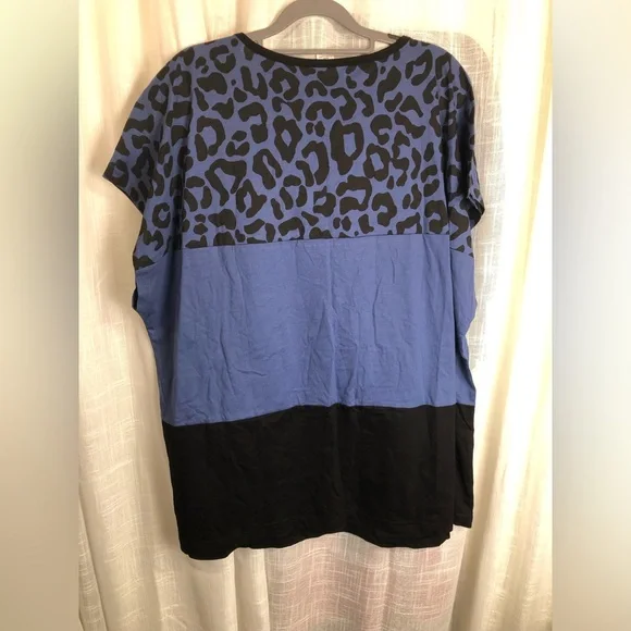 Blue and Black Leopard Print Women's Top - Picture 6 of 10
